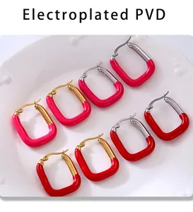 Détails de diverses boucles d'oreilles créoles émaillées en U plaquées or et argent PVD
