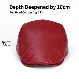 Berretto classico in pelle PU rosso brillante con corona da 10 cm per uomo e donna