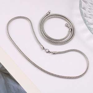 Foxtail Chain Necklace Stainless Steel Woven Texture Geometric Minimalist Long Sweater Jewelry For Women