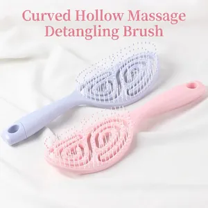 Detangling Hair Brush Vented Curved ABS Plastic Scalp Massage For Wet Dry Hair Styling Tool Ergonomic Handle