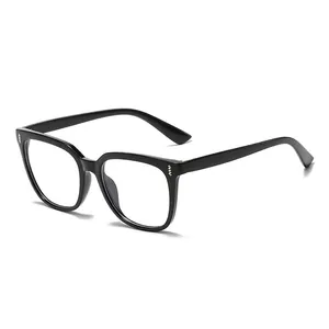 Classic glossy black square frame glasses with silver accent details for daily wear
