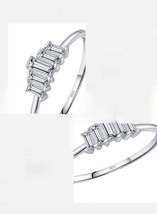 Detailed view of S925 sterling silver ring featuring hand-set 5A cubic zirconia stones