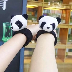 Cute plush panda slap bracelet for bikes and motorcycles on a wrist