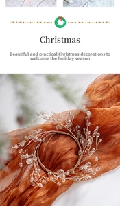 Macro shot of Christmas wreath decoration with transparent beads and metallic wire