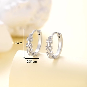 Elegant silver cubic zirconia hoop earrings measuring 1.35cm high and 0.31cm wide