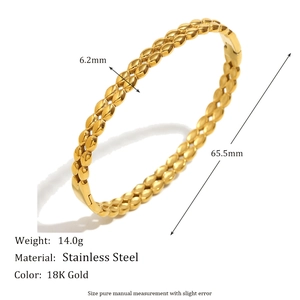 Détails du bracelet chaîne en acier inoxydable plaqué or 18 carats avec dimensions