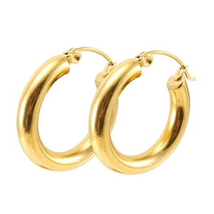 Pendientes de aro gruesos en acero inoxidable chapado en oro de 18K con cierre de clic