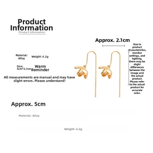 Detailed size and weight chart for minimalist golden alloy floral leaf drop earrings