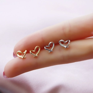 Intertwined Hollow Heart Stud Earrings With 925 Sterling Silver Earring Post Minimalist Korean Style Elegant Jewelry For Women