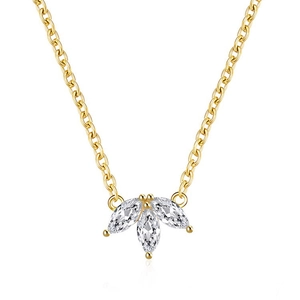 Elegant gold S925 silver clover necklace with marquise-cut zircon stones in fan shape
