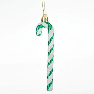 Classic 13cm red and green striped Christmas candy cane ornament for tree decoration