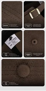 Détails de la casquette en coton peigné avec boucle métallique réglable et coutures