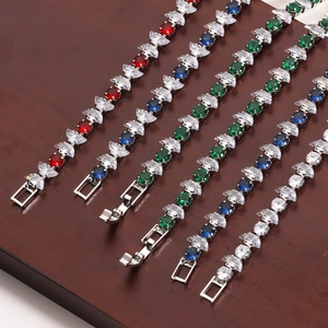Elegant Tennis Bracelet With Round And Marquise Cubic Zirconia Alloy Sparkling Jewelry For Women Wedding Party Gift