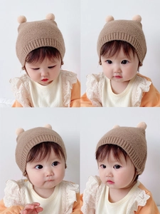 Baby Knit Hat Winter Warm Beanie With Pom Pom Ears Earflaps Soft Woolen Crochet For Infants Toddlers