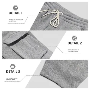 Gray heavy fleece cargo sweatpants with drawstring waist and ribbed cuffs for women