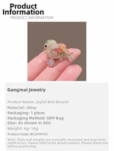 Macro shot of magpie bird brooch showing detailed alloy material and colorful zircon stones