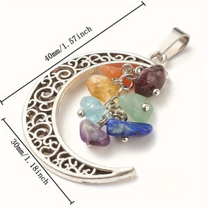 Modische mondförmige Silberkette mit natürlichem Amethyst und Chakra Heilkristallen
