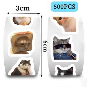 500pcs roll of cute cat emoji stickers for scrapbooking and envelope sealing decorations