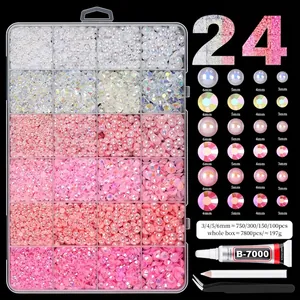 Größentabelle für 24-Gitter DIY-Nagelkunst-Set mit Harzperlen und Strasssteinen