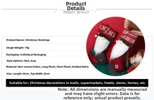 Detail of Christmas stockings with gnome gnome design and snowflake knit patterns