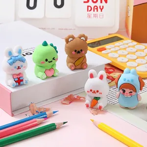 Manual Pencil Sharpener Cartoon Rabbit Astronaut Bear Shape Portable Plastic School Supplies For Kids Students Cute
