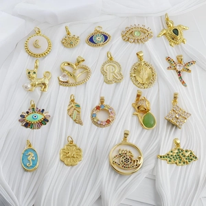 DIY Jewelry Charms Pendants 18K Gold Plated Copper Micro Zircon Enamel Evil Eye Animal Shapes For Bracelet Necklace Making