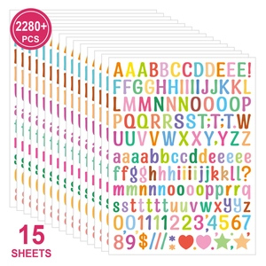 Small Alphabet Number Stickers Vinyl Waterproof Colorful Letter Decals For Scrapbooking Journaling DIY Crafts