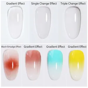 Vernis à ongles dégradé blanc laiteux translucide avec effet artistique estompé
