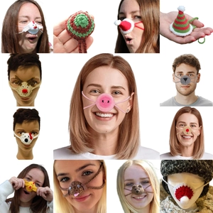 Handmade Knitted Nose Warmer Animal Christmas Reindeer Bear Pig Funny Windproof Warm Nose Mask Creative Gift Winter Accessory