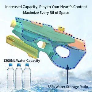 Large 1200ml high capacity toy water gun with blue and orange design for summer outdoor play