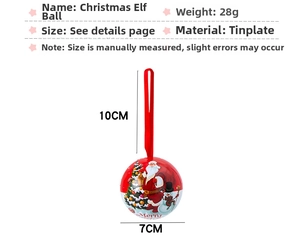 Detail of Christmas tinplate ornament ball with festive snowman pattern and red ribbon