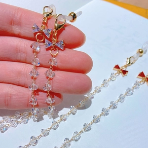 Faux Crystal Glasses Chain Mask Lanyard Alloy Bowknot Zircon Eyewear Strap Anti-Lost Multi-Purpose Decorative Holder