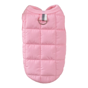 Pink quilted pet vest with metal D-ring for small dogs and cats, autumn winter warm dog coat