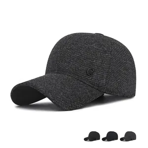 Men Winter Baseball Cap With Ear Flaps Plush Lined Woolen Texture Warm Windproof Adjustable Casual Outdoor Hat For Elderly