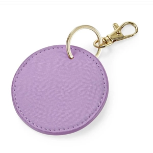 Personalisierter lila Kunstleder-Schlüsselanhänger mit goldenem Ring und Textur