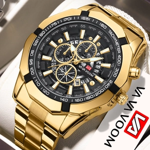 Men Quartz Watch Stainless Steel Strap Chronograph Luminous Waterproof Date Business Sport Wristwatch