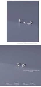 Detailed view of S999 silver Mobius stud earrings with 5.5mm size parameters and material info