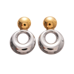 Boucles d'oreilles en acier inoxydable plaqué or 18k bicolore or et argent géométriques