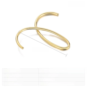Detailed view of curved gold stainless steel jewelry pendant measuring 39x1.5mm