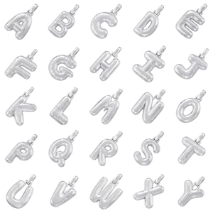 Minimalist silver brushed metal 26 alphabet letters pendant set with top rings
