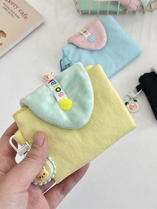 Porte-cartes mignon en tissu coloré avec bouton pression et pendentif ours pour filles
