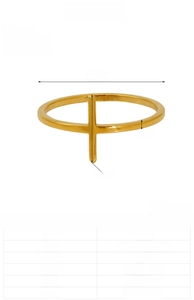Detailed size specifications for minimalist 18k gold cross ring with 20mm diameter
