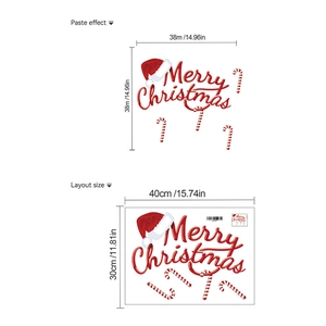 Layout and paste size dimensions for Merry Christmas wall decal with Santa hat