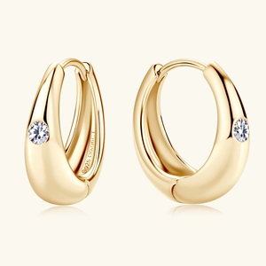 925 Sterling Silver Moissanite Hoop Earrings For Women Light Luxury Fashion U-Shaped Round Geometric Moissanite Stud Earrings