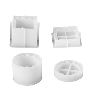 4-delige set geometrische siliconen mallen voor DIY kandelaars en hars opbergdozen