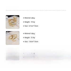 Tableau détaillé des tailles et poids pour bracelets serpent en alliage doré chic