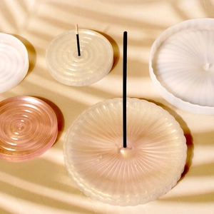 Silicone mold set for DIY incense holders with radial and spiral resin textures