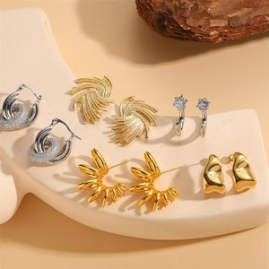 Luxury Copper Zirconia Stud Earrings For Women U-Shaped Geometric Gold Silver Plated Micro-Inlaid Fashion Jewelry Accessories