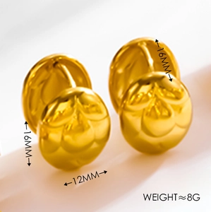 Vintage geometric gold plated titanium steel hoop earrings with textured stitch design