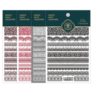 Stickers nail art dentelle gothique 5D en noir blanc et rouge kit TS-532